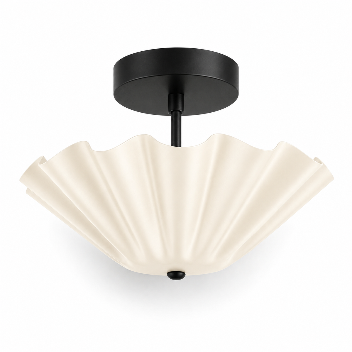 Scalloped Brass Flush Mount Ceiling Light | Mid Century Modern