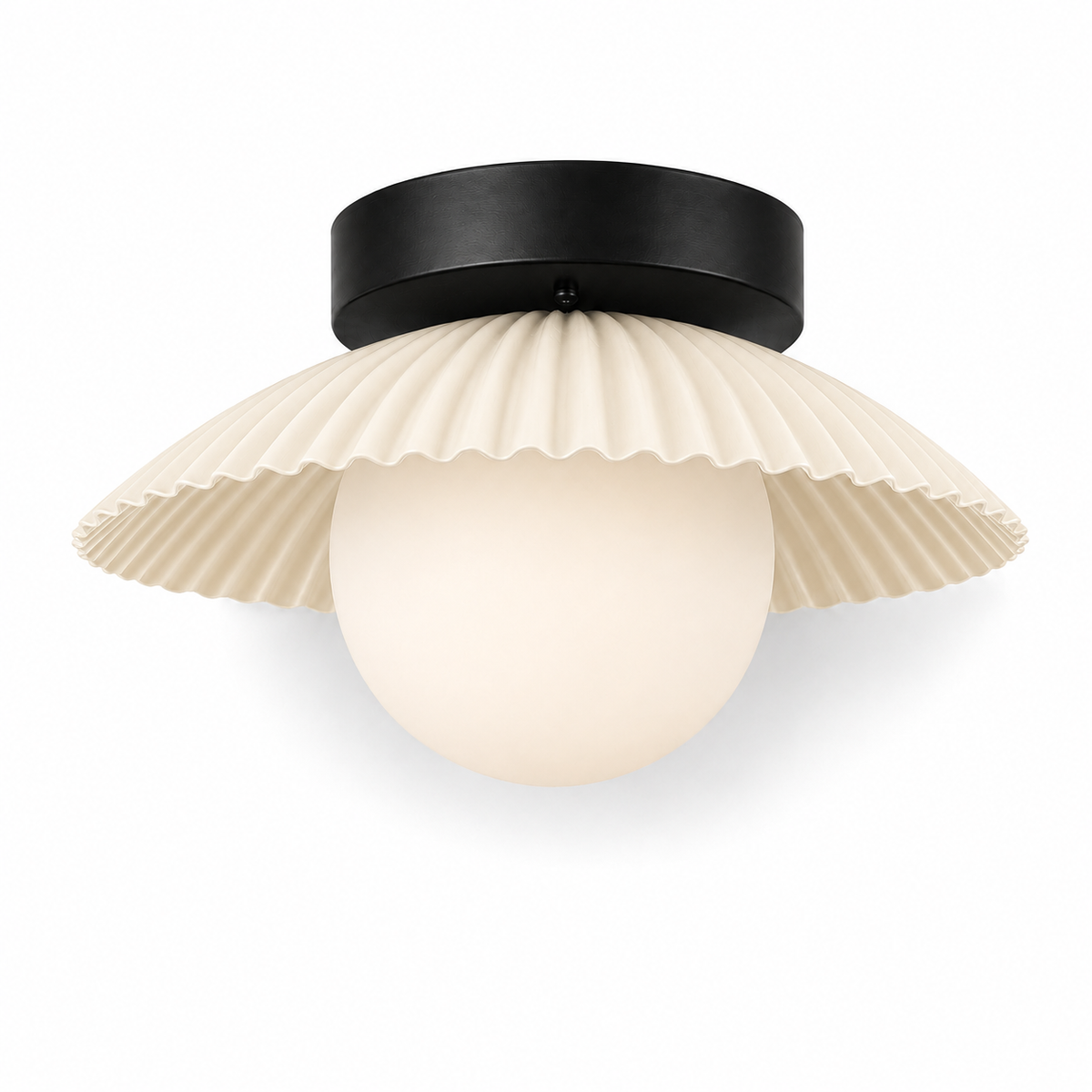 Brushed brass flush mount light with glass globe