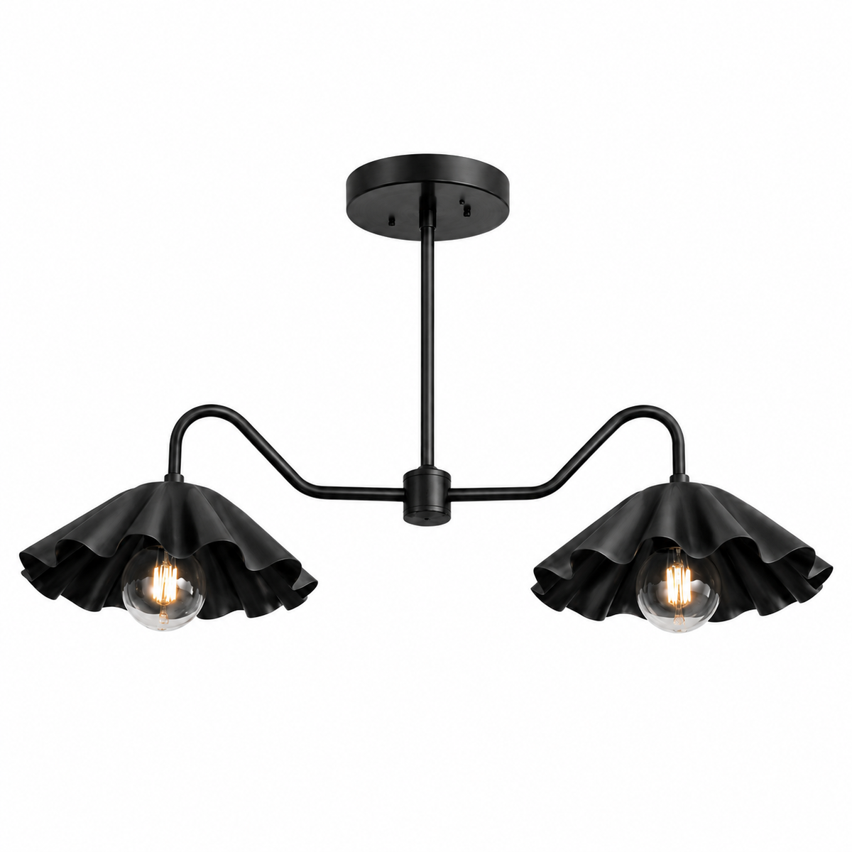 Vintage-inspired brass chandelier with double arms