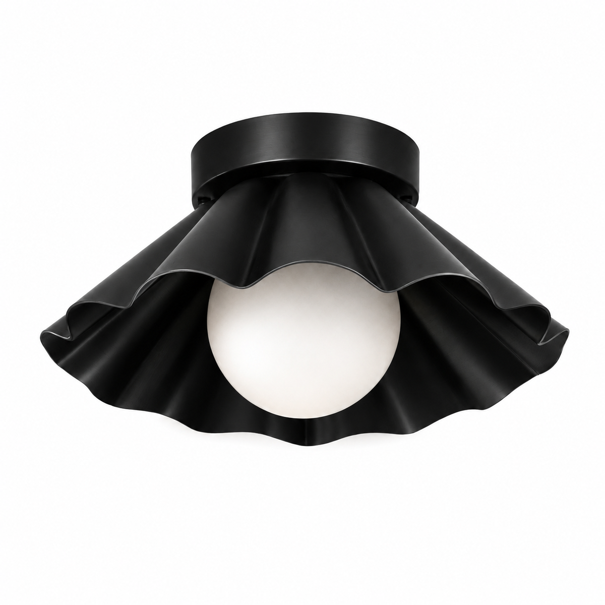 Scalloped Brass Flush Mount Ceiling Light – Mid Century Modern Ruffled Ceiling Fixture