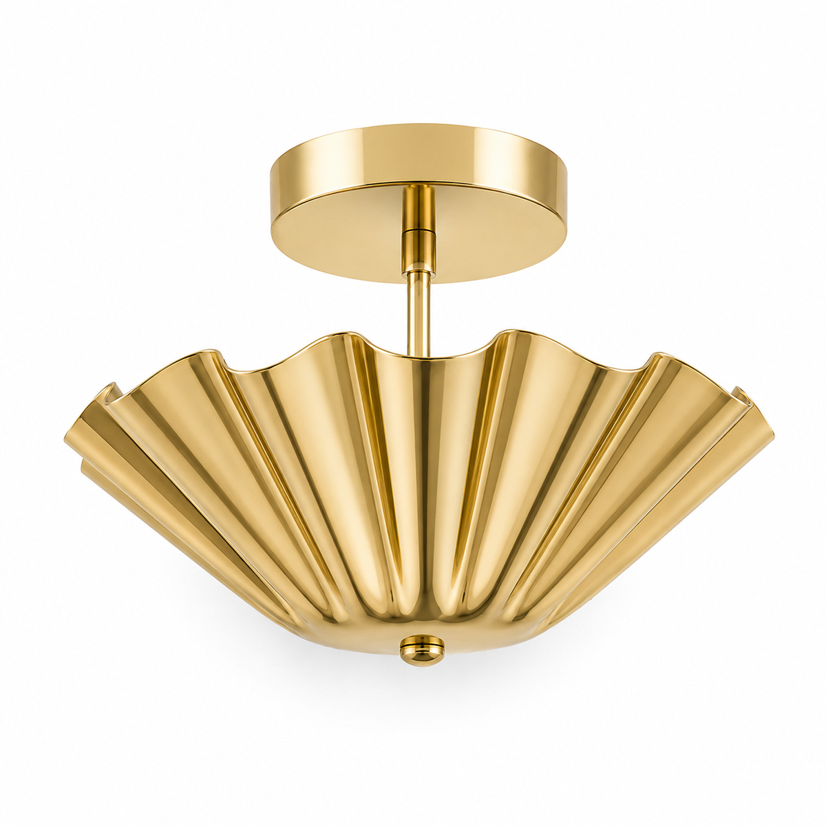 Scalloped Brass Flush Mount Ceiling Light | Mid Century Modern