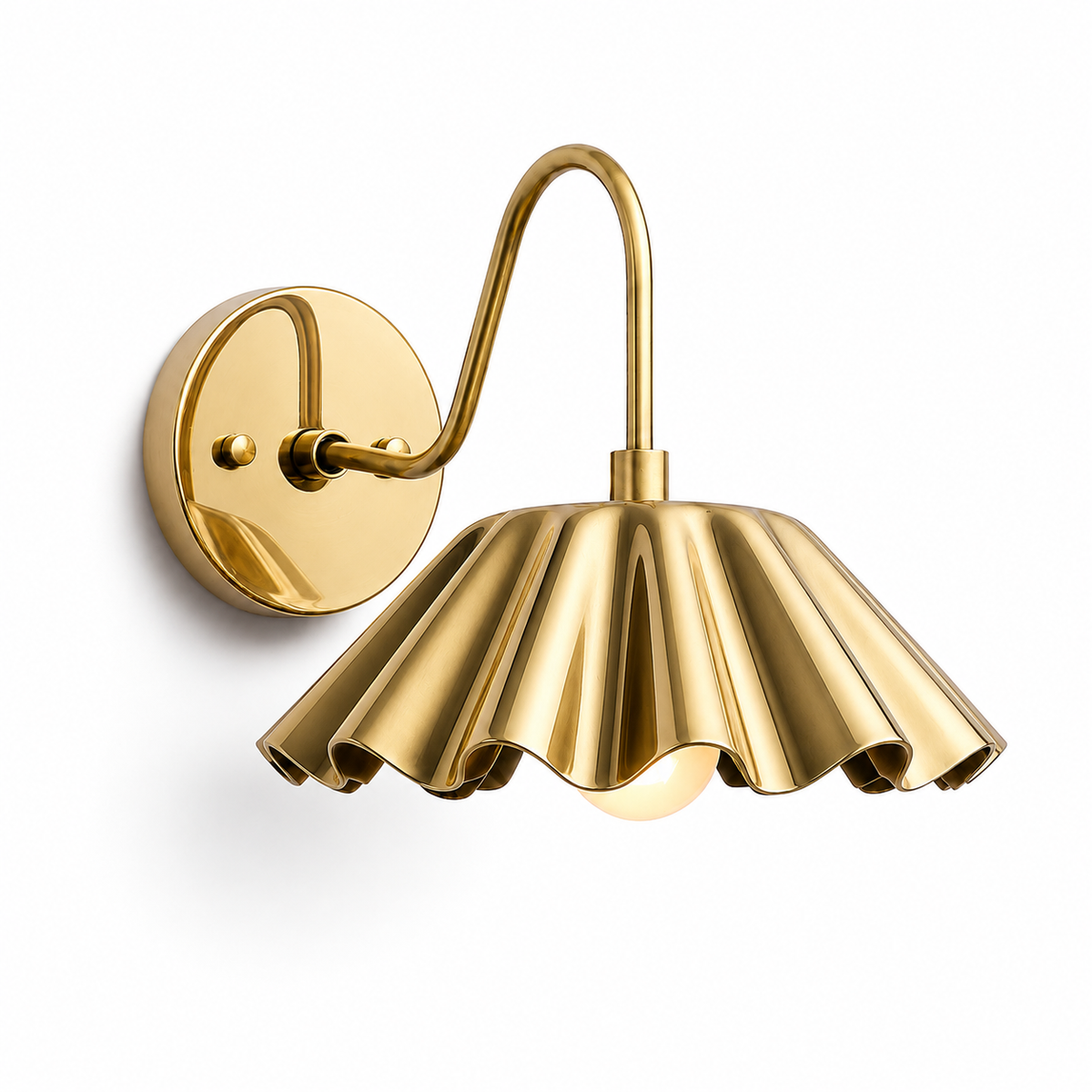Unique fluted brass wall light